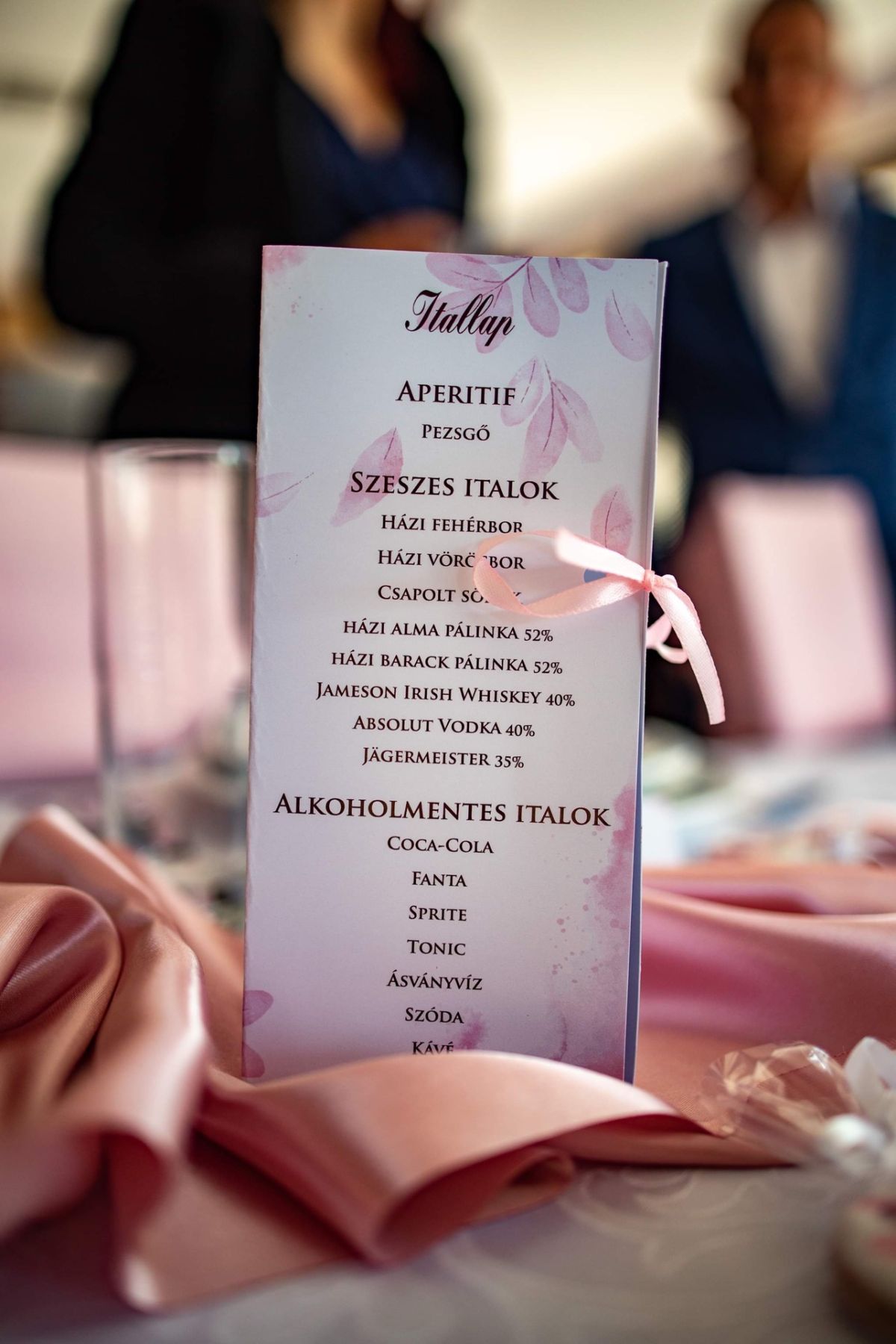 svadobná menu kartička 